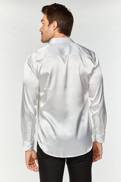 Men's Satin White Dress Shirt