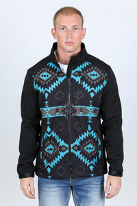 Mens Aztec Softshell Water-Resistant Jacket - Black