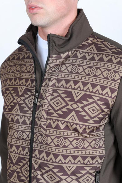 Mens Aztec SoftShell Concealed Carry Water-Resistant Jacket - Brown