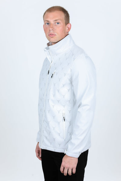 Mens Aztec Softshell Water-Resistant Jacket - White