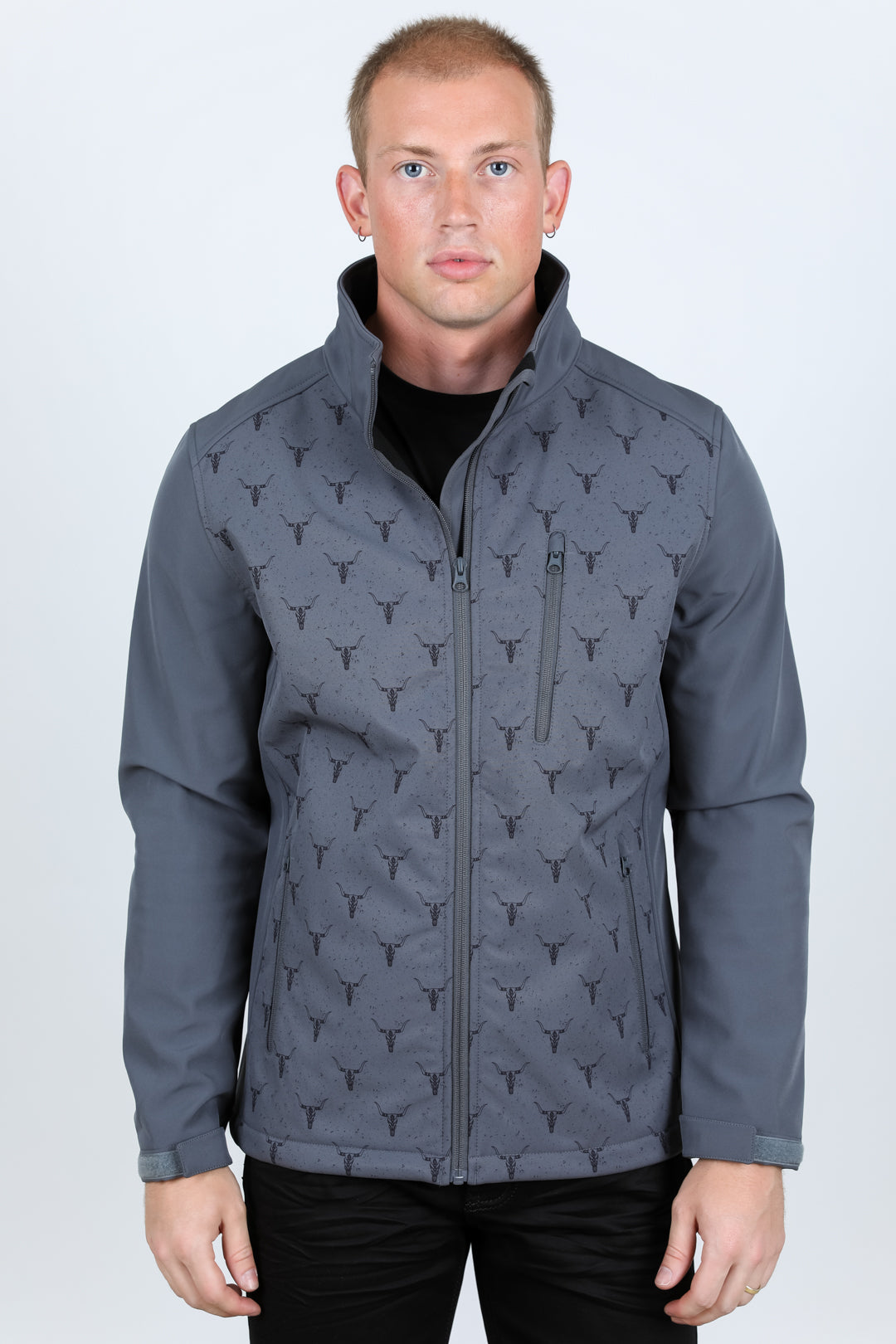 Mens Aztec Softshell Water-Resistant Jacket - Gray