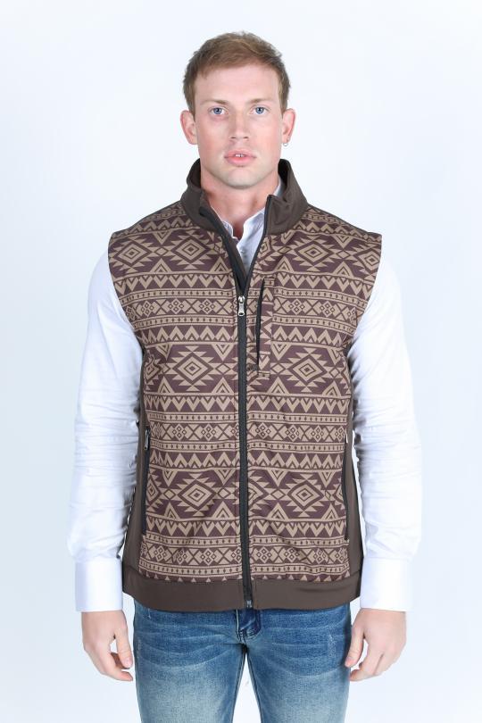 Mens Aztec SoftShell Concealed Carry Water-Resistant Vest - Brown