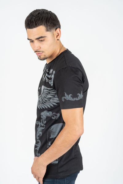 Men's Cotton Black Rhinestone T-shirt