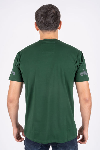 Men's Cotton Green Rhinestone T-shirt