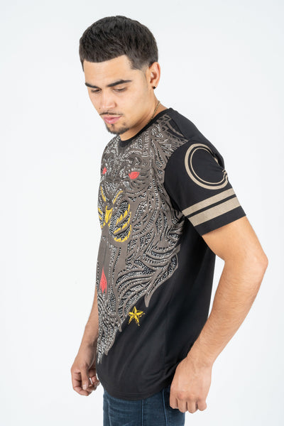 Men's Cotton Black Rhinestone T-shirt