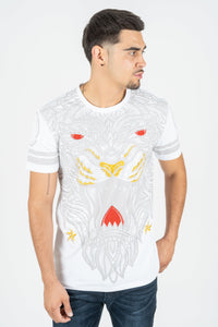 Men's Cotton White Rhinestone T-shirt