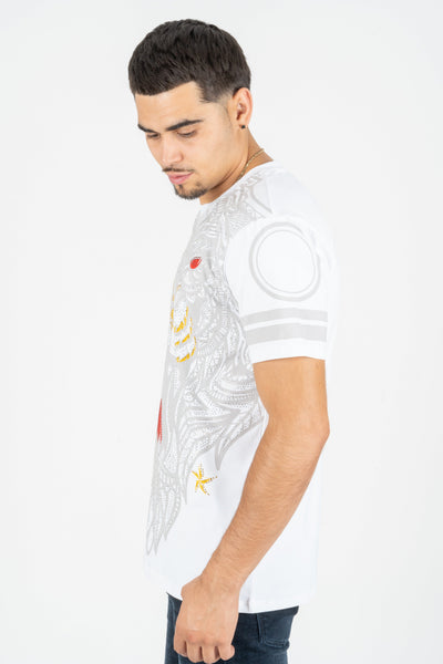 Men's Cotton White Rhinestone T-shirt