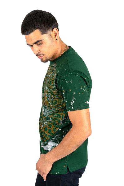 Men's Cotton Green Rhinestone T-shirt