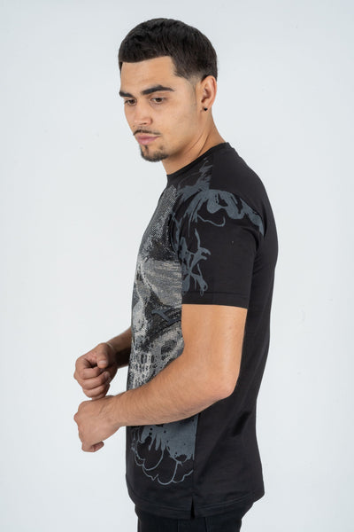 Men's Cotton Black Rhinestone T-shirt