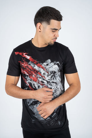 Men's Cotton Black Rhinestone T-shirt