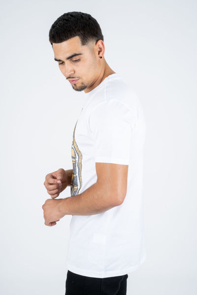 Men's Cotton White Rhinestone T-shirt