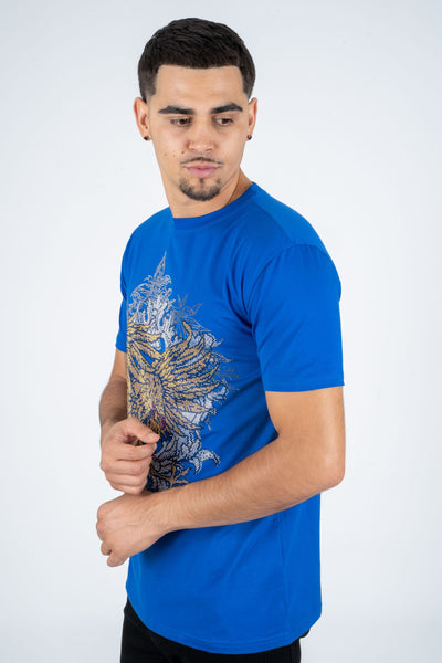 Men's Cotton Royal Blue Rhinestone T-shirt