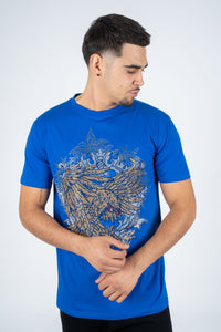 Men's Cotton Royal Blue Rhinestone T-shirt