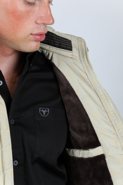 Men's Fur Lined Quilted Monogram Vest - Beige