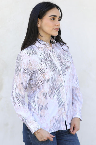 Womens Modern Fit Stretch Foil Fashion Shirt