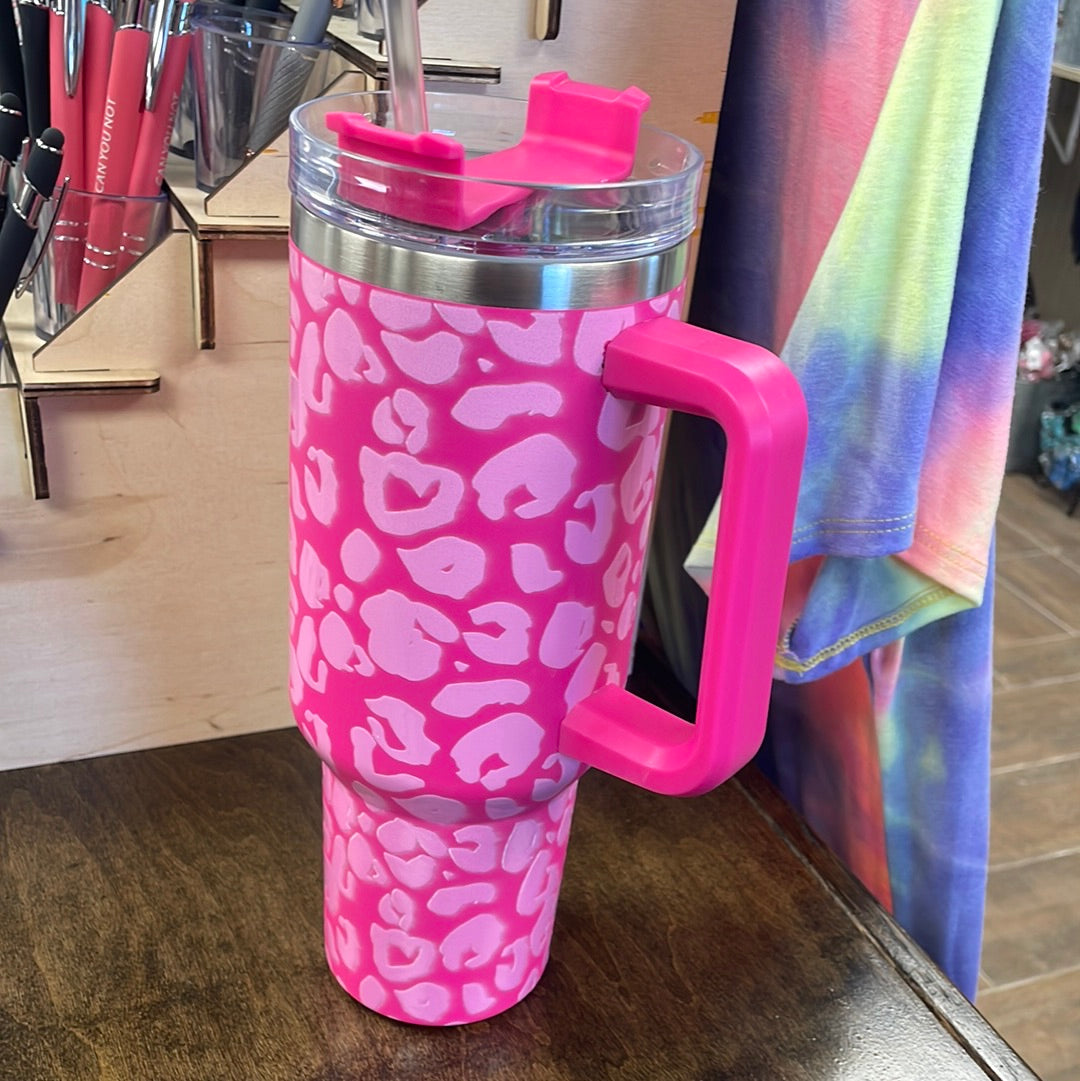 Pink Leopard Tumbler 40oz