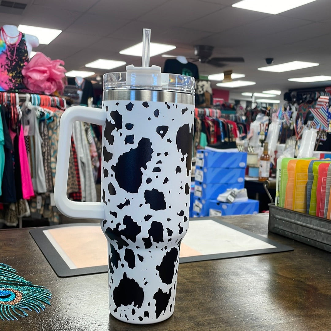 White/Black Cow Tumbler