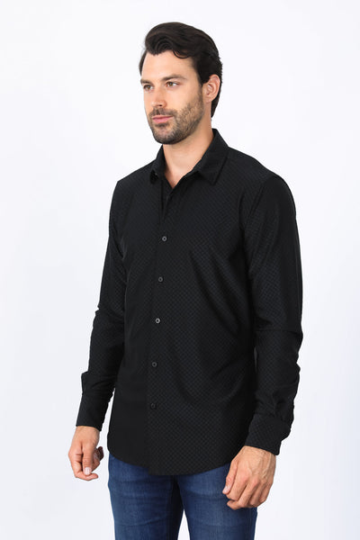 Men’s Modern Fit Stretch Dress Shirt - Black