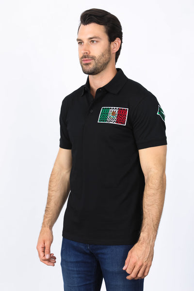 Mens Modern Fit Stretch MEXICO Embroidery Polo