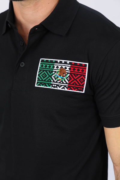 Mens Modern Fit Stretch MEXICO Embroidery Polo