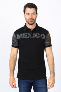 Mens Modern Fit Stretch MEXICO Embroidery Polo