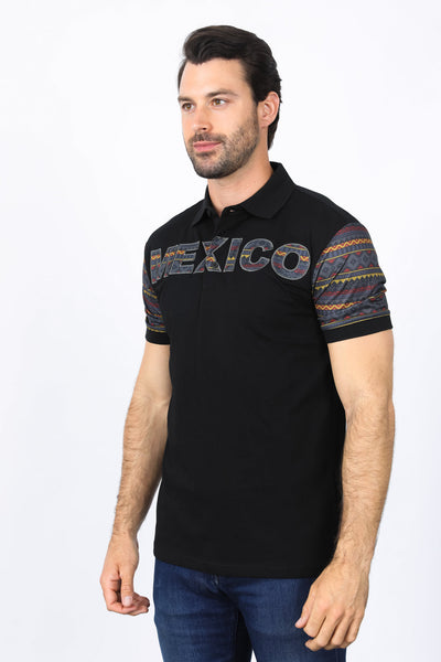 Mens Modern Fit Stretch MEXICO Embroidery Polo