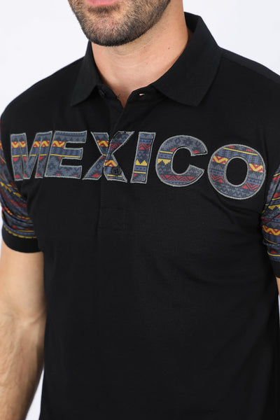 Mens Modern Fit Stretch MEXICO Embroidery Polo