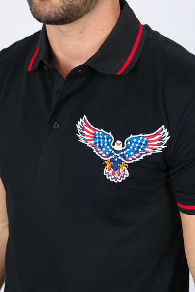 Mens Modern Fit Stretch USA Embroidery Polo