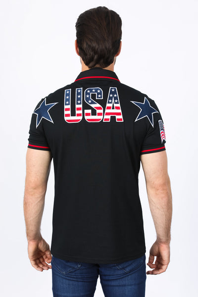 Mens Modern Fit Stretch USA Embroidery Polo