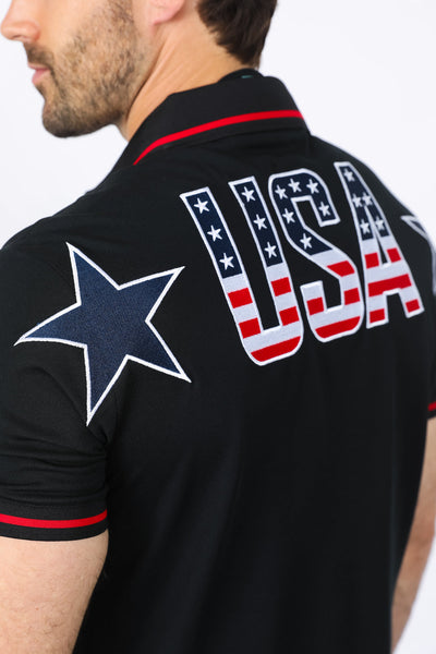 Mens Modern Fit Stretch USA Embroidery Polo