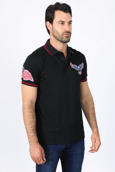 Mens Modern Fit Stretch USA Embroidery Polo