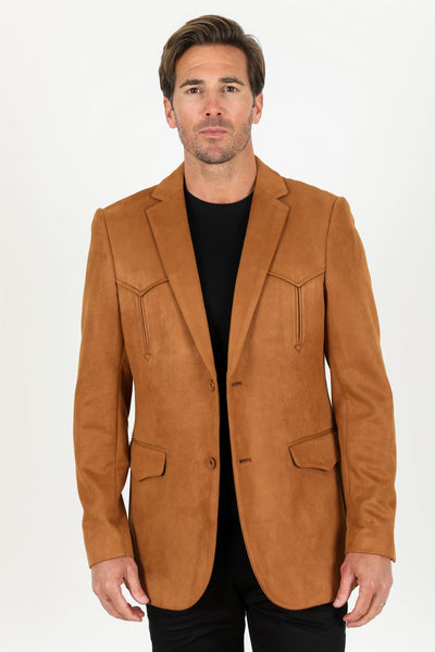 Men's Double Button Faux-Suede Blazer