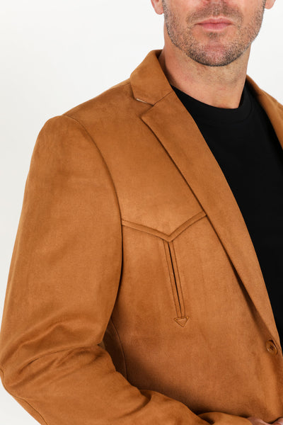 Men's Double Button Faux-Suede Blazer