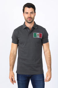 Mens Modern Fit Stretch MEXICO Embroidery Polo