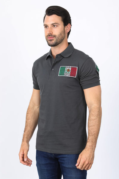 Mens Modern Fit Stretch MEXICO Embroidery Polo