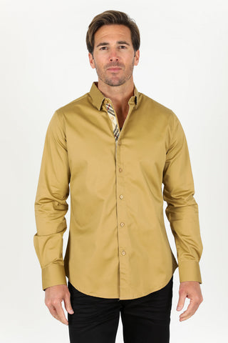 Satin Solid Shirt - Khaki