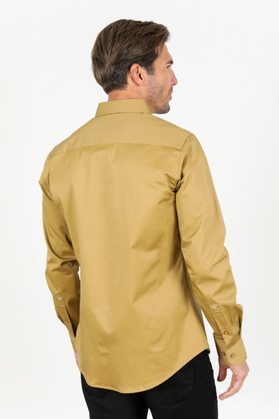 Satin Solid Shirt - Khaki