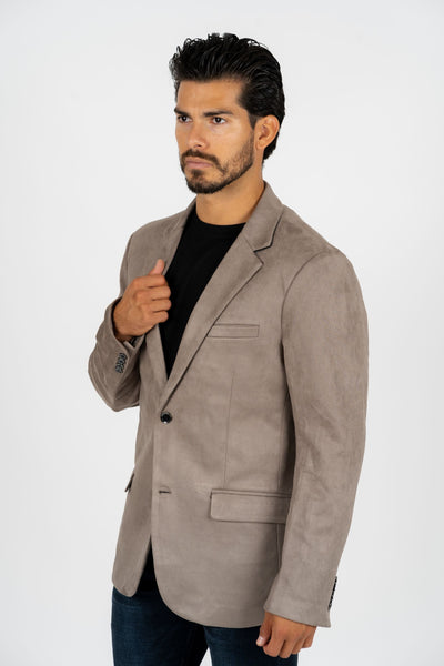 Men's Double Button Mink Faux-Suede Blazer