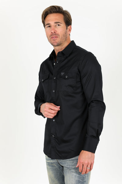 Men's Modern Fit Solid Black Dress Shirt