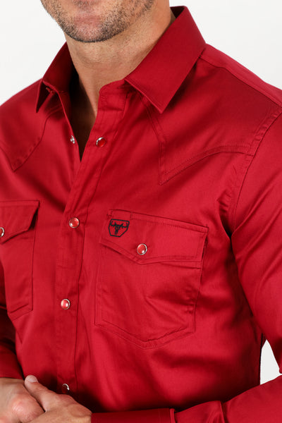 Men's Modern Fit Solid Red Dress Shirt