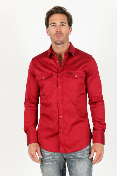 Men's Modern Fit Solid Red Dress Shirt