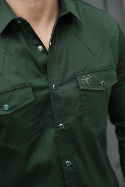 Men's Modern Fit Solid Green Dress Shirt