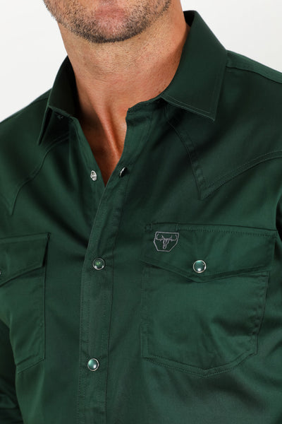 Men's Modern Fit Solid Green Dress Shirt