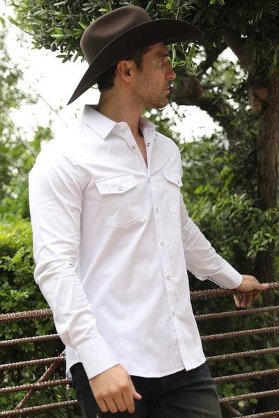 Men's Modern Fit Solid White Dress Shirt