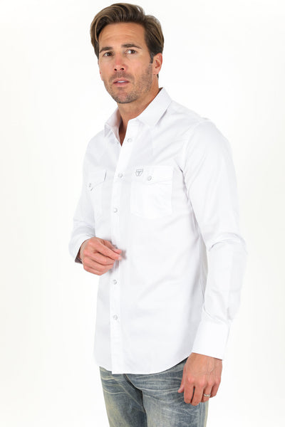 Men's Modern Fit Solid White Dress Shirt