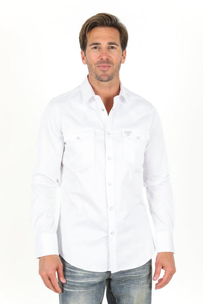 Men's Modern Fit Solid White Dress Shirt