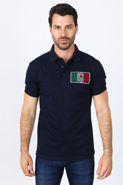 Mens Modern Fit Stretch MEXICO Embroidery Polo