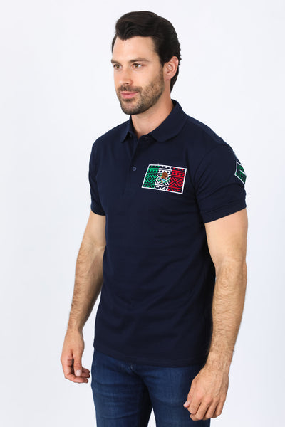 Mens Modern Fit Stretch MEXICO Embroidery Polo