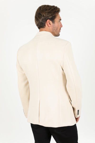 Men's Double Button Off White Faux-Suede Blazer