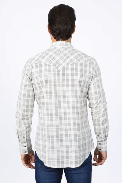 Mens Western Checkered White Long Sleeve Shirts